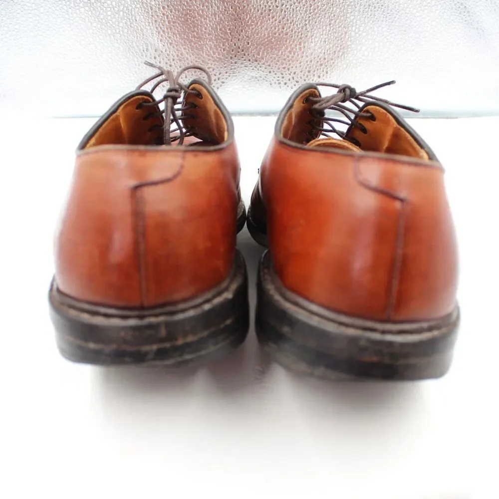 Vintage Allen Edmonds Warton Men 12 Plain Toe Derby Brown Leather Vibram Sole